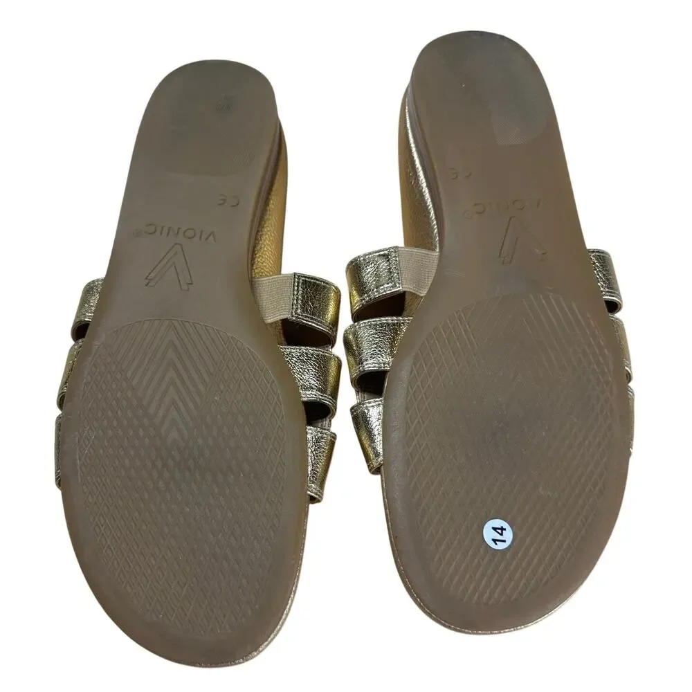 Vionic Glendora Gold Leather Sandal Women's Size 8.5 Excellent Used Condition